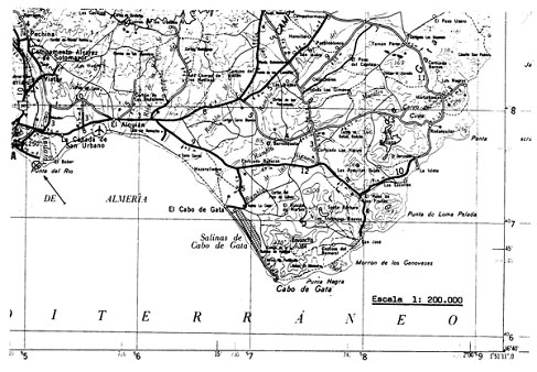 Detalle parcial de un mapa U.T.M. del Servicio Geogr&aacute;fico del Ej&eacute;rcito. (Hoja 6-11)
