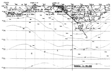 Detalle parcial de un mapa U.T.M. del Servicio Geogr&aacute;fico del Ej&eacute;rcito. (Hoja 23-44)