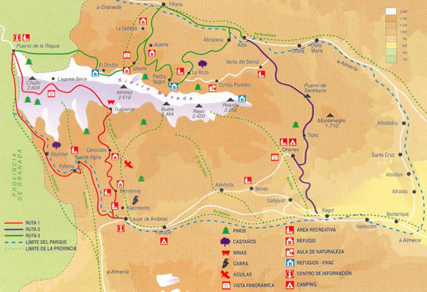 Plano del Parque de Sierra Nevada