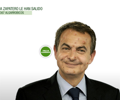 Zapatero, blanco de los 'algarrobicos' de los ecologistas. GREENPEACE